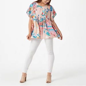 NWT! Tolani Collection XSP Jolie Blush Petite Multi Color Printed Caftan.